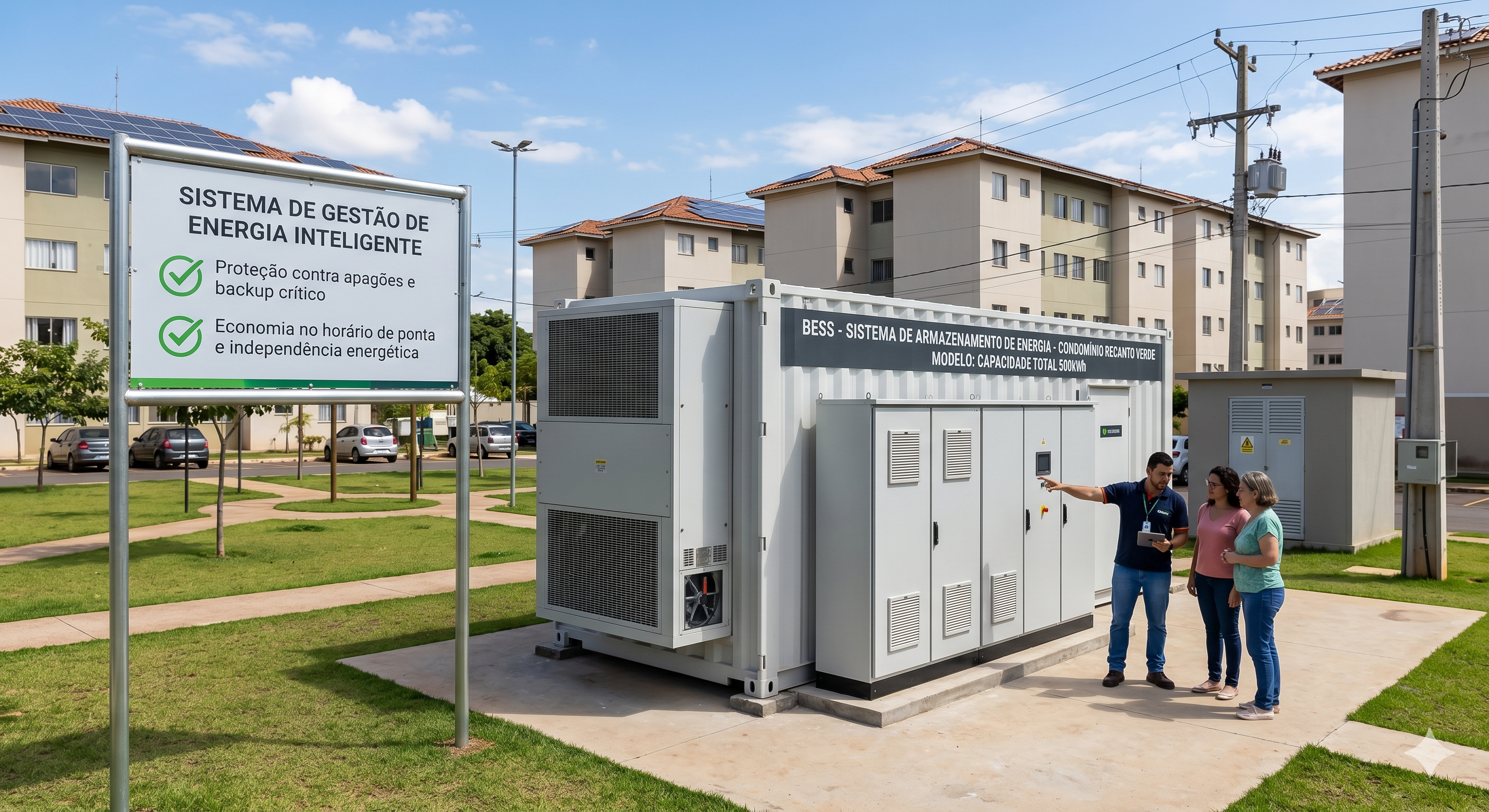 Sistema BESS de armazenamento de energia em condomínio